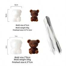 1个硅胶小熊造型冰格,可用于自制奶茶、咖啡饮品,带冰袋(含冰钳) - 彩色 - 查看 16
