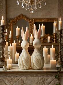 兔子造型香薰蜡烛硅胶模具 | 创意螺旋设计不对称复活节兔子装饰品 - 兔子模具 - 查看 6