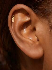 EleRunis 1件 925纯银精致细链平底耳骨耳廓穿孔饰品，适合日常佩戴、婚礼、派对、订婚、周年纪念、情人节等场合。 - 金色 - 查看 4