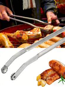 Kẹp gắp xúc xích nướng BBQ bằng thép không gỉ, kẹp xúc xích nóng, kẹp nhà bếp cán dài dùng cho nướng BBQ, thích hợp để lật thịt xông khói, bít tết, thịt và rau củ, kẹp nướng BBQ. - Một kích cỡ phù hợp cho tất cả - Xem 7