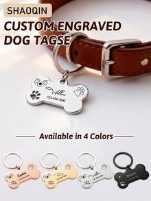 Customized Name And Phone Number Tags For Lost Pets, Including Dog And Cat Name Tags, Engraved Phone Name Tags, And Alloy Pendant Dog And Cat Collars. Perfect Pet Gifts; Highly Decorative, Engraved, Stylish, Colorful, Retro, Cute, Simple, Adorable, Unique, And Personalized. Suitable For Anniversaries And Birthdays; The Perfect Gift For Your Beloved Pet. - Multicolor - View 2
