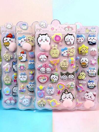 浮雕贴纸，防水，可爱卡通女孩装饰贴纸，简约现代设计，优质材料，适合作为礼物送给朋友、孩子、同学，生日礼物、派对礼物、广告礼品、促销礼品、节日礼品。注意：部分款式可能存在色差，随机发货。