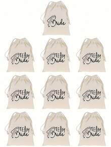 10pcs/Set Drawstring Gift Bags With "Bride" Or "Bridesmaid" Patterns, Ideal For Wedding Favors, Bachelorette Party Gifts, And Bridesmaid Gifts. Creative Wedding Gifts And Party Favors. - Multicolor - View 12