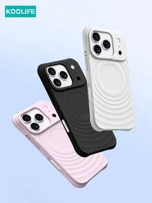Koolife 1pc Magnetic Full Coverage Shockproof Liquid Silicone Wavy Phone Case With Matte Skin Feel And Flocked Lining For IPhone 18Pro/18Pro Max/17ProMax/17/17Pro/16/16Pro/16ProMax/16e - Pink - View 6