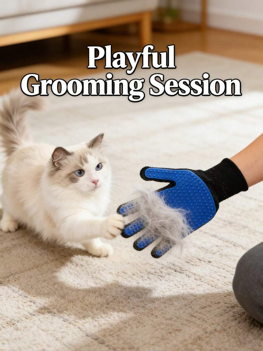 Pet Hair Remover Glove - Gentle Deshedding Brush For Cats & Dogs During Playtime | Massage Grooming Mitt To Reduce Shedding On Furniture | Easy Clean, Grooming Essential - Multicolor - View 1