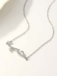 1 chiếc vòng cổ nữ tối giản đính đá Zirconia, thích hợp để đeo hàng ngày. - Bạc - Xem 3