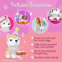 Glitter Girls - Set para Fiesta de Cachorros - Accesorios para cumpleaños de muñecas - Gorro de cumpleaños, Tarta y Velas - Muñecas de 36 centímetros y Peluches - 3 años +,40983945 - Gris Claro - Ver 5