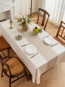 1件提花防水桌布，涤纶面料，长方形或正方形可选，适用于客厅、餐厅、派对、家居装饰、房间装饰、桌面装饰及节日礼品，多种尺寸可选，可机洗 - 米色 - 查看 6