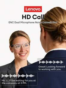 Lenovo 联想GS105时尚蓝牙眼镜，金属镜框，无线蓝牙6.0，纯净音质，超长续航，高清通话，ENC麦克风降噪，双层防漏设计，无线智能眼镜，兼容智能手机，情侣和朋友的理想礼物 - 白金 - 查看 4