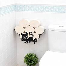 Hållare för kattpapper, dekorativt hängande tillbehör för hemmafixering, lämplig för badrum, kök och sovrum. Den är utdragbar, vikbar och hållbar, vilket gör den till en praktisk heminredningsartikel. En kreativ förvaringshylla för toalettpapper. - Svart - Visa 2