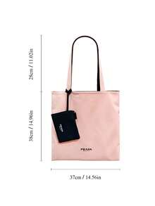 Prada Y2K Pink Tote Bag With Detachable Black Pouch, Coated Canvas Cosmetic Organizer Set , Travel Makeup Bag Duo - Black Powder - View 2