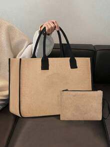 Personalized Customization Name Tote Bag Set,Birthday Month Representative Flower Pattern, Large Capacity , Shoulder And Handheld. Ladies' Large Capacity, Multifunctional Handbag, Neutral Adult Polyester Mini Makeup Bag,Valentine's Day,Wedding Season, Souvenirs, Bridesmaid Gifts, Ramadan - Multicolor - View 11