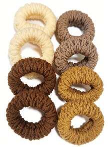 5/10 chiếc dây buộc tóc co giãn cao, bản rộng và dày, thích hợp cho kiểu tóc đuôi ngựa và các kiểu tóc hàng ngày, trang trí phòng tắm, mùa thu, mùa tựu trường. - Nhiều màu - Xem 12