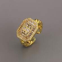 VKHK 1pc Luxurious Fully Rhinestone Zirconia Adjustable Open Ring, Suitable For Women's Daily And Wedding Wear, Gift - Multicolor - View 2