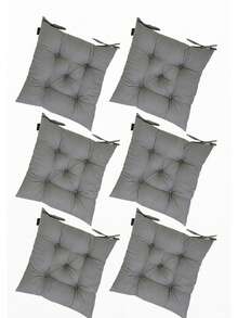 Set Of 6 Puffy Soft Square Chair Cushions – 40x40 Cm İN DER TURKEI - Grey - View 1