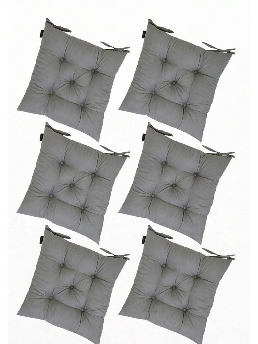 Set Of 6 Puffy Soft Square Chair Cushions – 40x40 Cm İN DER TURKEI - Grey - View 1