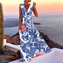 2025  Women's Clothing Multi-Color Fashionable Pattern Deep V Mid-Waist Elegant French Dress - Màu Hồng Tươi - Xem 3