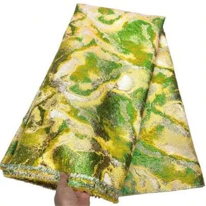 5码尼日利亚提花蕾丝面料，1码法式大理石纹高端时尚派对婚礼面料，绿/紫色