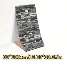 1pc Brick Pattern Wall Sticker - Waterproof, Easy To Apply And Remove, Freely Cuttable - Suitable For Kitchen, Living Room, Bathroom, Hallway Decor, Fashionable Home Decor - Black and White - View 9