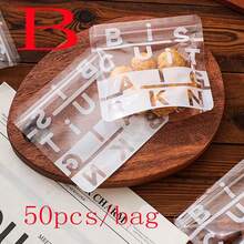 50pcs/Pack Transparent Ziplock Bags With Printed English Letters, Baking, DIY, Cafe, Dessert Shop, Cookies, Candy Packaging - Multicolor - View 17