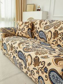 1pc Paisley Print Sofa Cover (Including 1pc Pillow Case), Dust-Proof And Dirt-Resistant, Elastic One-Piece Full Coverage Sofa Protector, Living Room Home Decor, Fits 1/2/3/4 Seater Sofa, All Season, Machine Washable - Multicolor - View 8