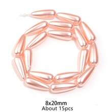 1件水滴形玻璃珍珠优雅珠宝项链串珠饰品，时尚仿珍珠项链 - 粉色 - 查看 10