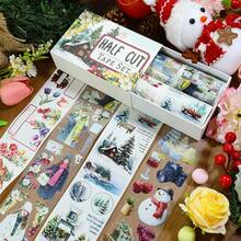 4Pcs/Set Matte Snowman PET Washi Tape Pre-Cut Wooden House Masking Tape For Stickers Scrapbooking Journal Collage Material - 4Pcs/Set - View 6