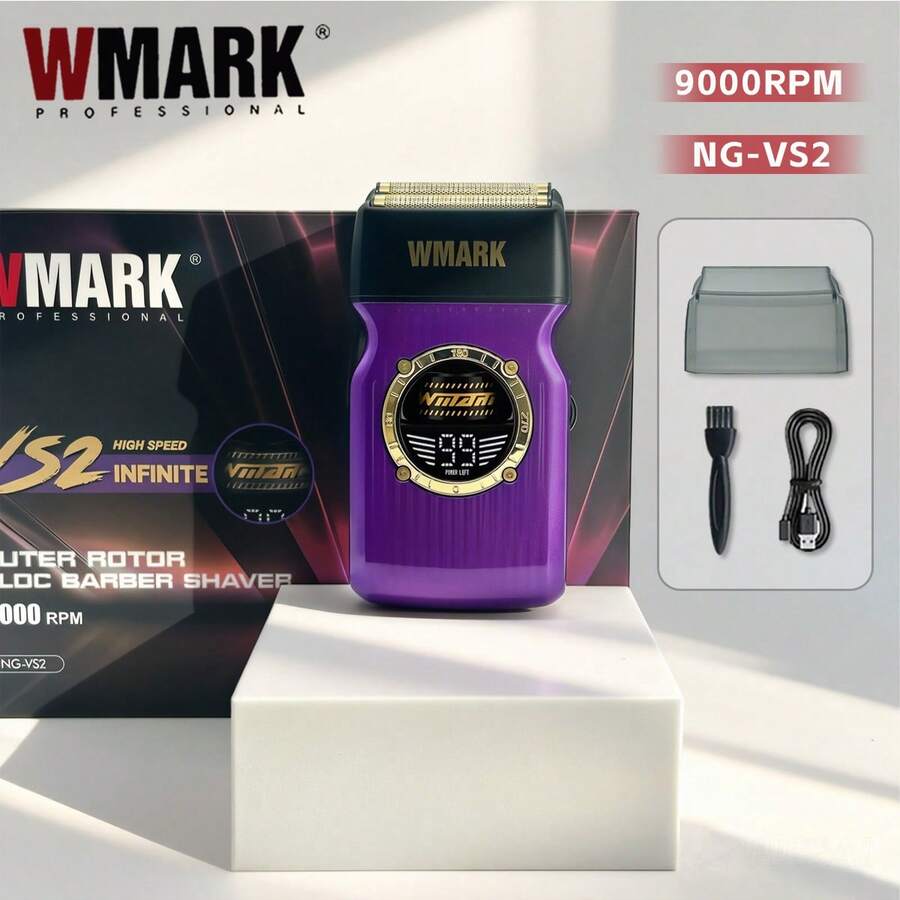 WMARK 电动剃须刀，高功率专业胡须剃须刀，带数字显示屏，男士最佳可充电电动剃须刀 NG-VS2 - 彩色 - 查看 1
