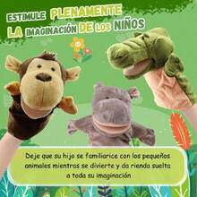 3 PCS Títeres de Mano para Niños, Marionetas de Mano de Animales de Peluches de Alta Calidad para Alivio la Ansiedad, Cuentacuentos, Preescolar, Muñecos para Juegos de rol (Estilo 3),40981487 - Púrpura malva - Ver 5