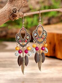 7/11/15/21/27 Pairs Random Bohemian Style Earrings Set, Red Tassel Earrings, Enamel Floral & Geometric Earrings, Suitable For Travel, Photo Shooting, Daily Wear - Multicolor - View 3