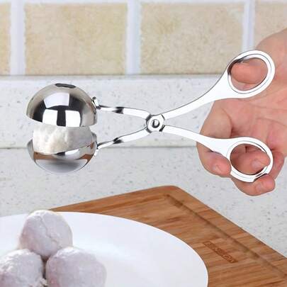 3pcs Stainless Steel Meatball Scoop Set - Household Fish Ball Maker, Meatball Press, Ice Cream Scoop, Kitchen Utensils, Rice Ball Mold
