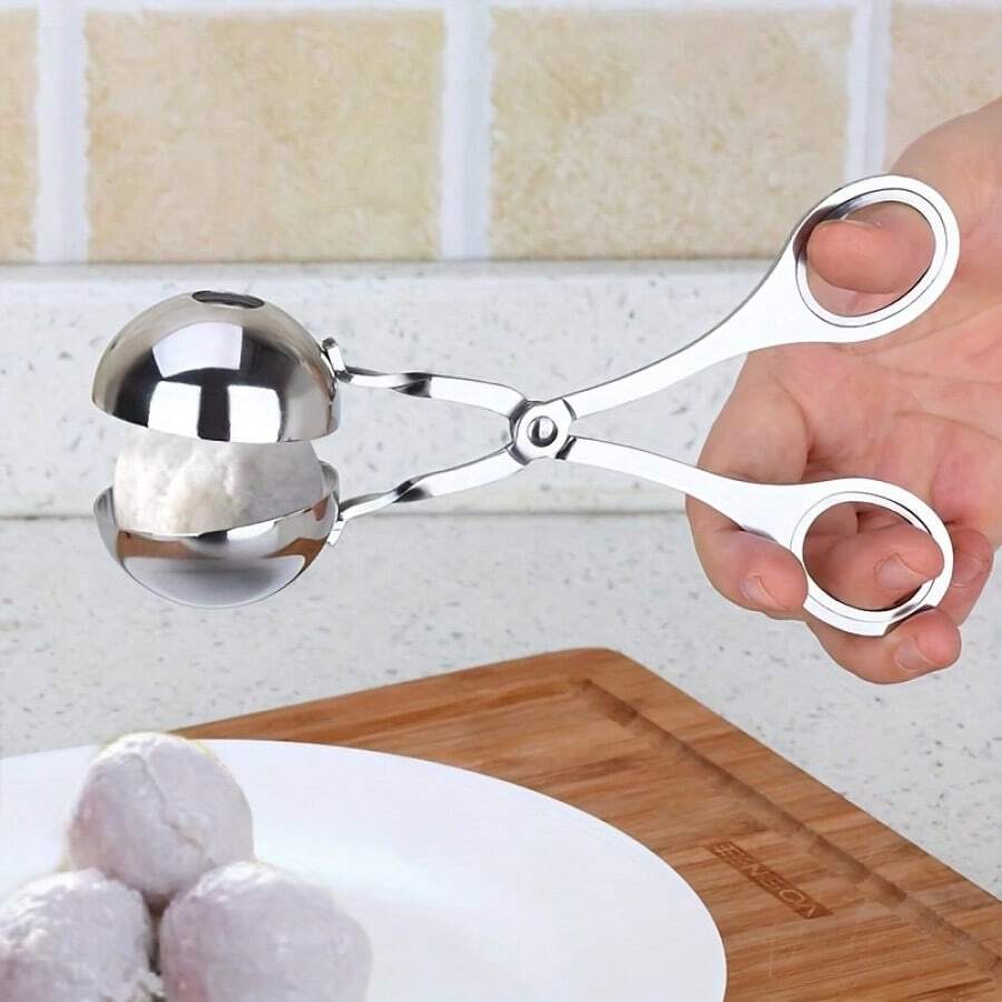 3pcs Stainless Steel Meatball Scoop Set - Household Fish Ball Maker, Meatball Press, Ice Cream Scoop, Kitchen Utensils, Rice Ball Mold - Silver - View 1