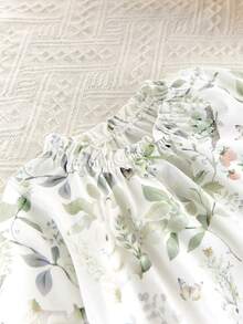 Spring Baby Girl Rabbit Print Romper And Pants Casual Outfit - Green - View 5