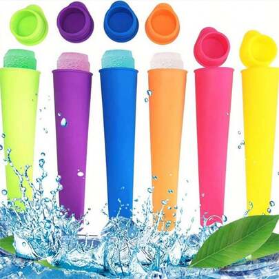 3/6pcs, Popsicles Molds, Reusable Silicone Popsicle Molds, Ice Pop Molds, Frozen Popsicle Maker With Lid For Popsicles Yogurt Sticks, Jelly Mold, Kitchen Tools Kitchen Accessories