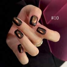 MIANEL 10毫升冬季美甲棕色日落玫瑰猫眼凝胶指甲油冬季黑色巧克力琥珀玻璃珠指甲油棕色美甲用品情人节礼物送给女孩美甲 - 彩色 - 查看 17