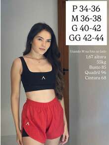 Camila Brand Set Consisting Of Loose-Fitting Double Shorts In Polyamide And Tech Fabric, And A Slim-Fit Fitness Top In Plus Sizes. - Black - View 4