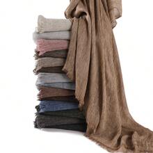 1pc Viscose Solid Color Muslim Headscarf, Fashionable Breathable Lightweight Shawl, Vintage Casual Versatile Scarf For Women, Suitable For All Seasons - Multicolor - View 2