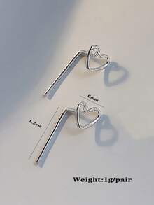 1 par de pendientes minimalistas con forma de corazón, diseño simple con electrochapado, adecuado para el Día de San Valentín y uso diario - Pendientes de aleación de hierro - Ver 9