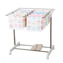 1个可折叠不锈钢晾衣架，适用于悬挂内衣、袜子、毛巾，室内/室外阳台均可使用，带轮子，多功能晾衣架 - 彩色 - 查看 10