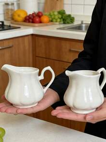 1pc 6.34oz Ceramic Pumpkin Shaped Milk Pitcher, 180ML Elegant White Coffee Pot, Sauce Dish For Steak, Tomato Sauce, Black Pepper Sauce, Milk Pot With Handle - Suitable For Restaurants, Cafes, Kitchens, Afternoon Tea - Microwave And Dishwasher - Ideal Housewarming Gift, Kitchen Decor Gift, Eid/Ramadan Gift - Multicolor - View 7