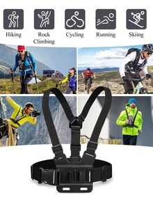 Kit de suporte de telemóvel com correia de peito ajustável, suporte de peito versátil para telemóvel para gravação POV/Vlog, pesca, ciclismo, suporte de câmara corporal, arnês de transmissão ao vivo ao ar livre, compatível com iPhone etc., acessórios para telemóvel, equipamento de filmagem - Preto - Ver 9