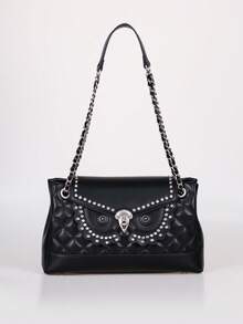 2026 New Fashion Luxury Women's Chain Bag, High-Quality Quilted Embroidered Rivet Shoulder Bag, Niche Design Heavy Metal Owl Shape Large Capacity Commuter Crossbody Bag - Multicolor - View 14