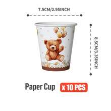 25pcs Teddy Bear Themed Disposable Tableware Set, Including Plates, Napkins, Cups, Suitable For Birthday, Wedding, Party, Family Picnic - Multicolor - View 8