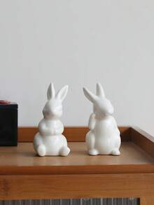 1件现代陶瓷艺术家居装饰品，春季陶瓷兔子摆件礼品 - 多色 - 查看 7