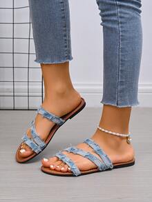 Nuevas sandalias de playa versátiles para mujer, estilo coreano de moda de primavera/verano de celebridades de la red - Celeste - Ver 6