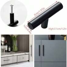 Ensemble de 20 poignées de porte de placard/tiroir de cuisine en acier inoxydable noir en forme de T, vis incluses - A - Voir 2