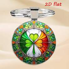 1pc Clover Lucky Charm Faux Gemstone Keychain, Vibrant Glass Keyring, Perfect Gift For Friends And Family - Multicolor - View 4