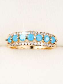 1pc Minimalist Geometric Design Cubic Zirconia Inlaid Fashion Ring For Women - Multicolor - View 23