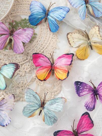 5只仿真迷你蝴蝶，情人节和新年装饰，DIY糖果盒搭配，新娘捧花，情人节母亲节家居装饰，户外花园婚礼捧花，客厅DIY糖果盒花环，仿真植物，家居用品，花束，餐桌装饰