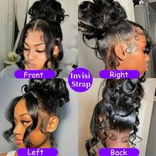 ZHENDEFA 360 Degree Full Lace Front Wavy Human Hair Wig - Transparent HD Lace Invisible Hairline, Pre-Trimmed Natural Hairline, 360 Degree Lace Front Wig, 200% Density, For Women - SNatural - View 8